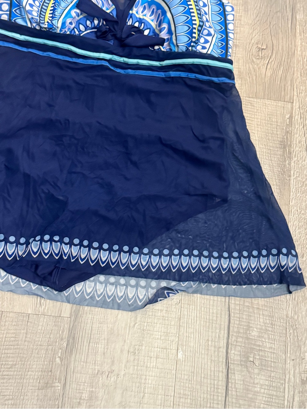 Navy Blue Printed Tankini Swimdress - Picture 2 of 8
